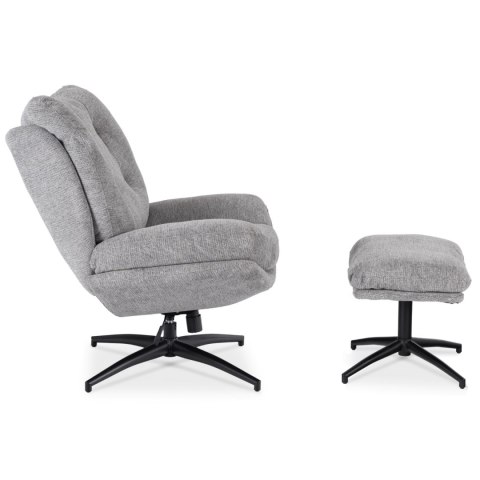 Fotel Wypoczynkowy Obrotowy FREMONT z Podnóżkiem Szary