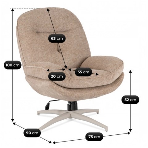 Fotel Wypoczynkowy Obrotowy MESA Beżowy
