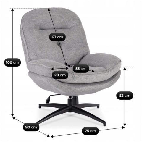 Fotel Wypoczynkowy Obrotowy MESA Szary