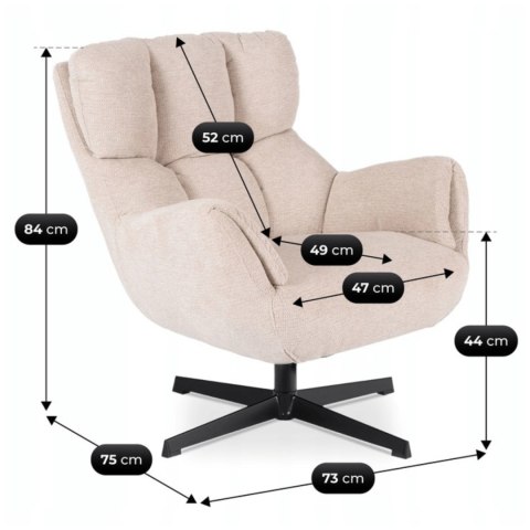 Fotel Wypoczynkowy Obrotowy REAL Kremowy