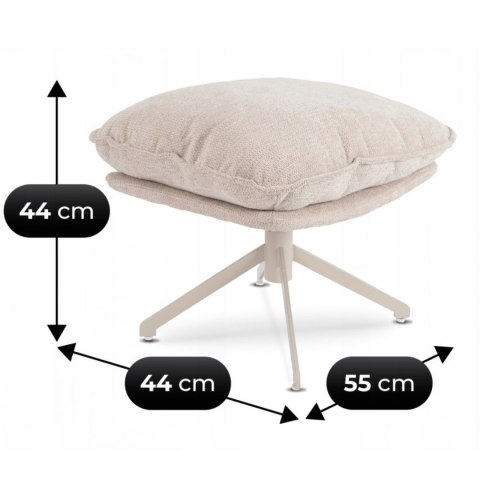 Fotel Wypoczynkowy PASADENA Obrotowy z Podnóżkiem Kremowy