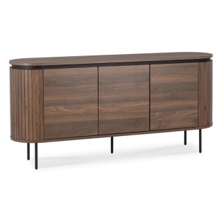 Komoda do Salonu BECK 160 cm Orzech Trzydrzwiowa Ryflowana Nowoczesna