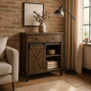 Komoda z Szufladami COLE 70 cm Dąb Rustykalny/Czarny Loftowa