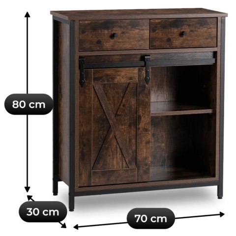 Komoda z Szufladami COLE 70 cm Dąb Rustykalny/Czarny Loftowa