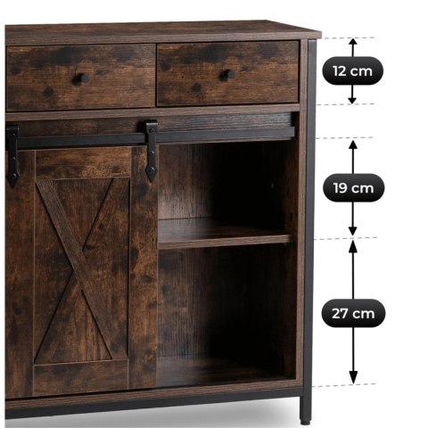 Komoda z Szufladami COLE 70 cm Dąb Rustykalny/Czarny Loftowa