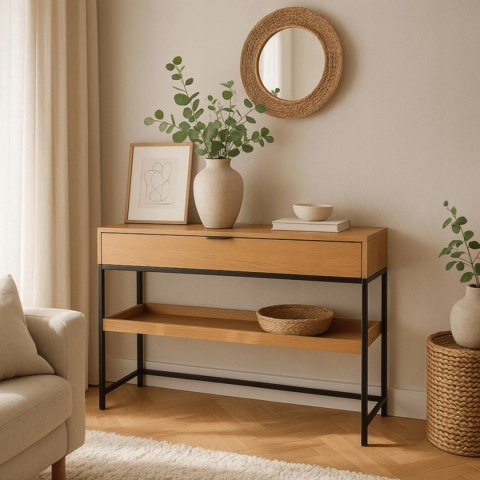 Konsola do Przedpokoju RUBY 100 cm z Półką Dąb/Czarny Loft