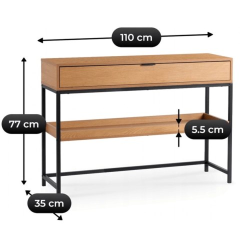 Konsola do Przedpokoju RUBY 100 cm z Półką Dąb/Czarny Loft