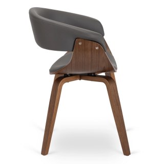 Krzesło GARY Ekoskóra Szare/Orzech