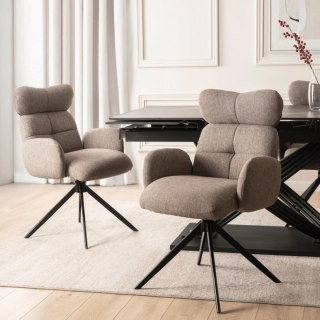 Krzesło Obrotowe do Salonu ALVARO Brązowe