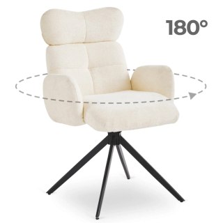 Krzesło Obrotowe do Salonu ALVARO Kremowe Boucle