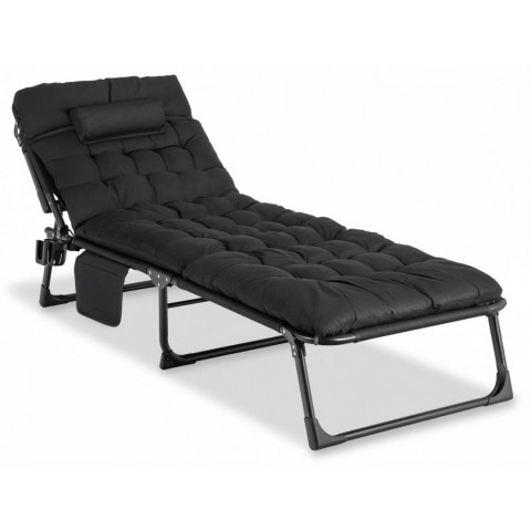 Leżak Ogrodowy Łóżko Polowe SATURN Czarne