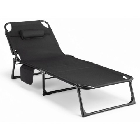 Leżak Ogrodowy Łóżko Polowe SATURN Czarne