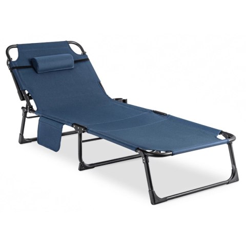 Leżak Ogrodowy Łóżko Polowe SATURN Granatowe