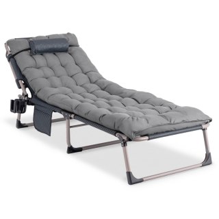 Leżak Ogrodowy Łóżko Polowe SATURN Szare