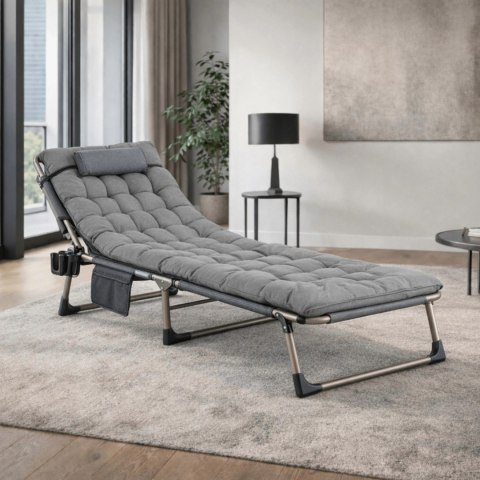 Leżak Ogrodowy Łóżko Polowe SATURN Szare