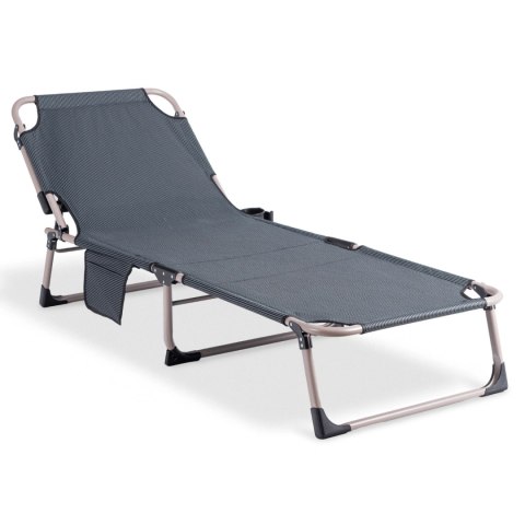 Leżak Ogrodowy Łóżko Polowe SATURN Szare