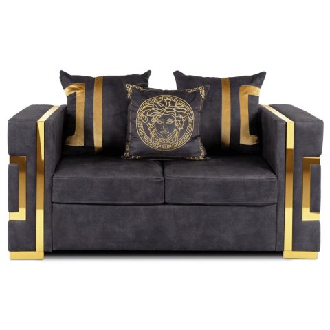 Sofa PALLAZO 2S Dwuosobowa Czarny/Złoty