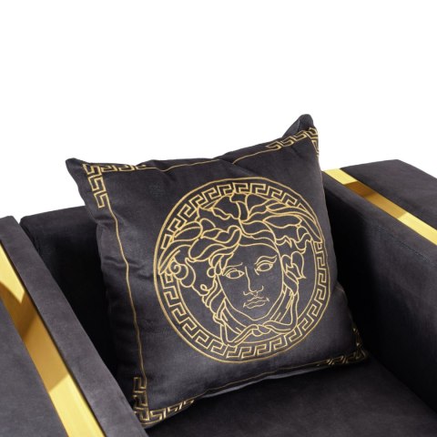 Sofa PALLAZO 2S Dwuosobowa Czarny/Złoty