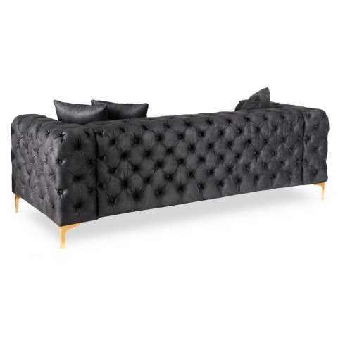 Sofa SORRENTO 3S Trzyosobowa Czarna Welurowa