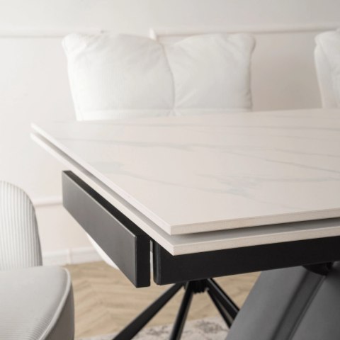 Stół DEVON Ceramiczny Rozkładany 160-220 cm Biały Marmur/Czarny