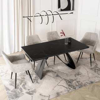 Stół DEVON Ceramiczny Rozkładany 160-220 cm Czarny Marmur/Czarny