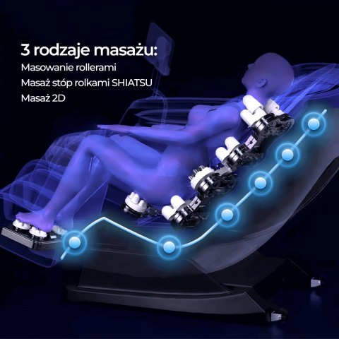 Fotel Masujący VX MAX Czarny Ekoskóra Angielskie Menu