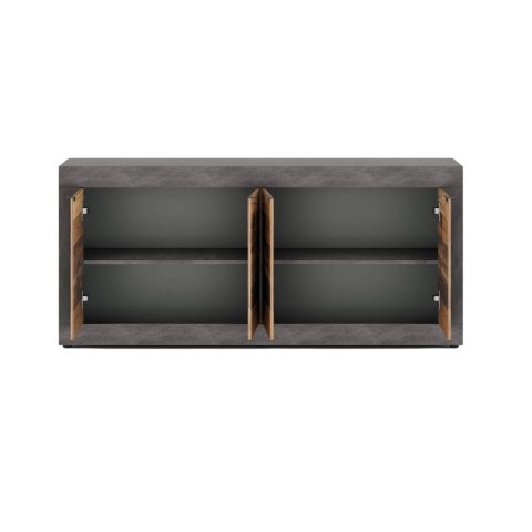 Komoda Czterodrzwiowa BLAGO 180 cm Ciemny Dąb/Czarny Loft