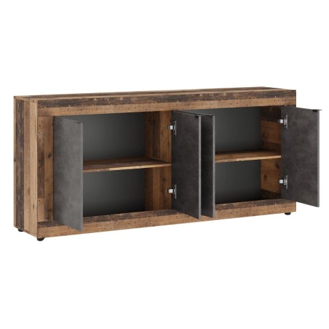 Komoda Czterodrzwiowa BLAGO 180 cm Ciemny Dąb/Grafit Loft