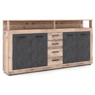 Komoda BLAGO 190 cm Surowy Dąb/Czarny