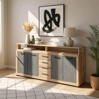 Komoda BLAGO 190 cm Surowy Dąb/Czarny