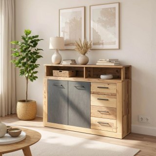 Komoda BLAGO MIDI A 119,6 cm Surowy Dąb/Czarny