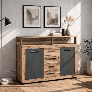Komoda BLAGO MIDI B 119,5 cm Surowy Dąb/Grafit