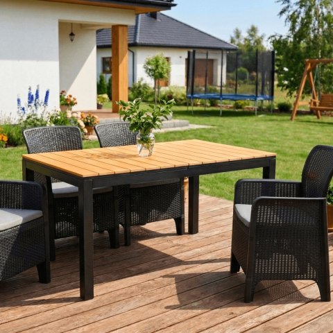 Stół Ogrodowy ARGOS 140-180 cm Dąb/Czarny