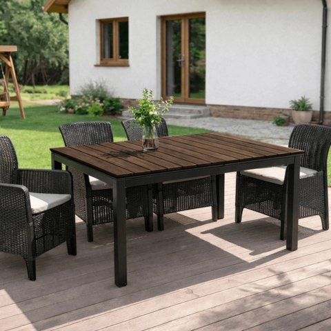 Stół Ogrodowy ARGOS 140-180 cm Orzech/Czarny