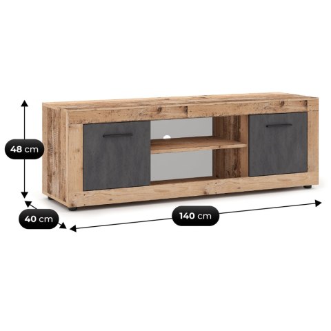 Szafka RTV BLAGO 140 cm Surowy Dąb/Grafit