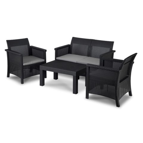 Zestaw Mebli Ogrodowych BRENTA Czarny/Szary