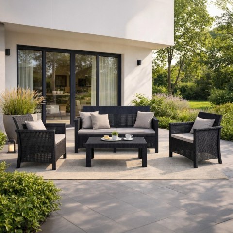 Zestaw Mebli Ogrodowych BRENTA Czarny/Szary
