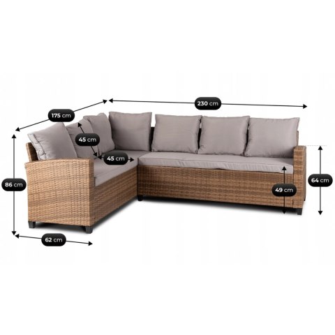 Zestaw Mebli Ogrodowych COMODO Brązowy/Szary