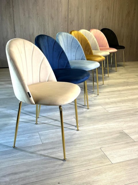 Krzesło tapicerowane CAMILA BEIGE VELVET GOLD