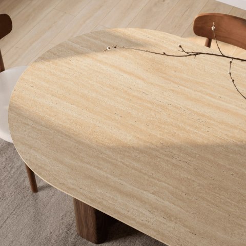 Stół DARIO Owalny 200 cm Trawertyn/Orzech