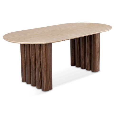Stół DARIO Owalny 200 cm Trawertyn/Orzech