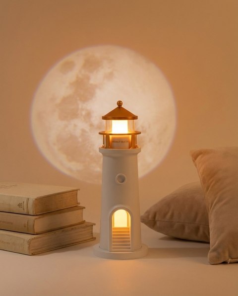 SHP Lampka nocna z projektorem SHP LIGHTHOUSE biało-złota