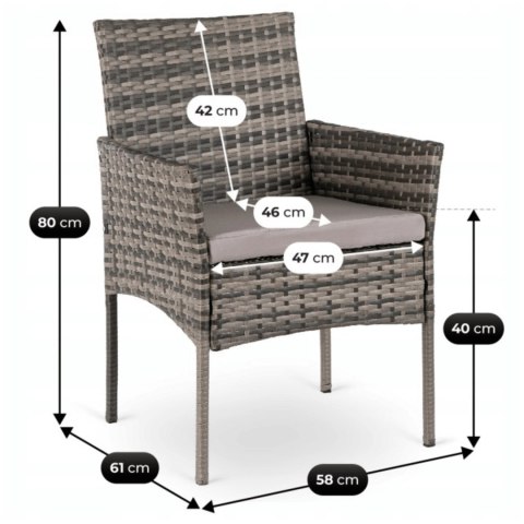 2x Krzesło Ogrodowe CORTO Szare Nowoczesne