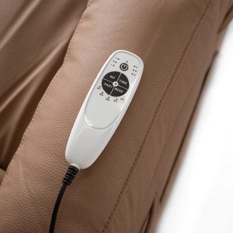 Fotel Masujący BOX Rozkładany z Podnóżkiem Karmelowy Ekoskóra Nowoczesny