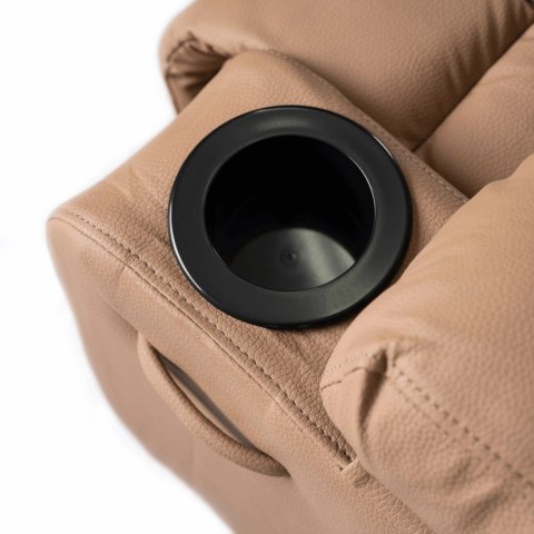 Fotel Masujący BOX Rozkładany z Podnóżkiem Karmelowy Ekoskóra Nowoczesny