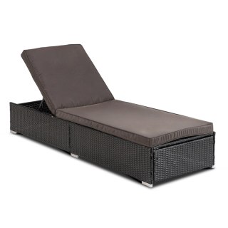 Fotel Ogrodowy Leżak LARGO Technorattan Czarny/Brązowy