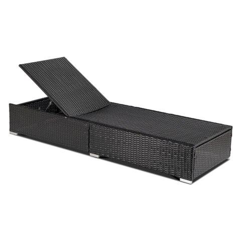 Fotel Ogrodowy Leżak LARGO Technorattan Czarny/Brązowy