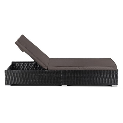 Fotel Ogrodowy Leżak LARGO Technorattan Czarny/Brązowy