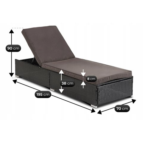 Fotel Ogrodowy Leżak LARGO Technorattan Czarny/Brązowy