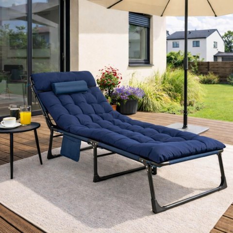 Leżak Ogrodowy Łóżko Polowe VENUS Granatowe
